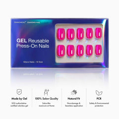 ShangMeng hot pink nails 16 sizes and storage box displayed for precise fit.