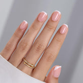 ShangMeng White French Tip press-on nails with glossy finish for a salon-look manicure at home.