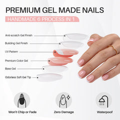 ShangMeng White French Tip nails showcased with soft gel finish under bright light.