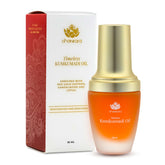 Shankara Kumkumadi Oil bottle glow hints at radiant complexion.