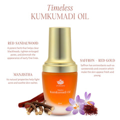 Shankara Kumkumadi Oil drops on palette invite gentle application.
