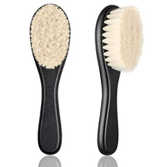 Shappy soft wool bristles barber brush for gentle beard cleaning.