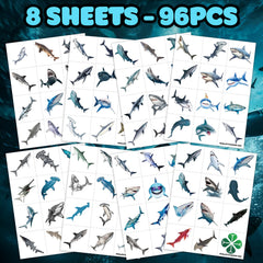 Shark Tattoos 118 pieces per sheet provide abundant designs for parties