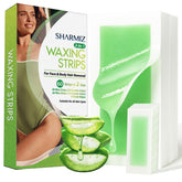 Sharmiz Wax Strips Kit packaging demonstrates an at-home waxing solution for salon-like results.