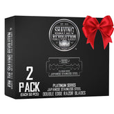 Shaving Revolution 100-count blades pack front view highlighting durable, precise shaving potential.