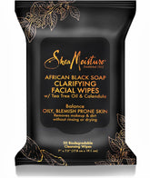 SheaMoisture African Black Soap Clarifying Wipes pack for on-the-go cleansing and oil balance