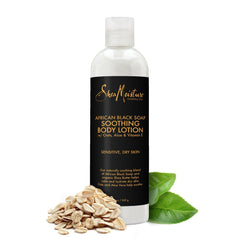 Lotion with aloe vera highlights soothing balance in SheaMoisture formula.