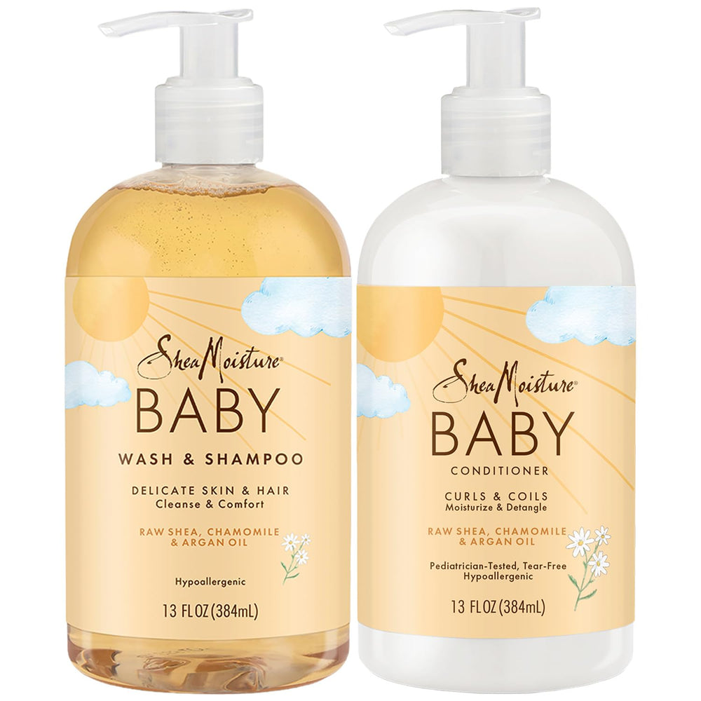 Sheamoisture Baby Essentials tear-free shampoo bottle for gentle bath time cleansing.