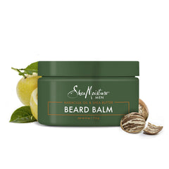 SheaMoisture beard balm tube closeup, rich conditioning for smoother stubble.