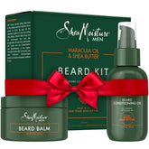 SheaMoisture beard care set front view, gift-ready grooming for men.