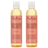 SheaMoisture Coconut & Hibiscus bath oil bottle pour shows silky hydration for dry skin.