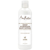SheaMoisture coconut oil daily hydration lotion 13oz bottle shows creamy texture for after-shower moisture.