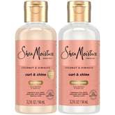 SheaMoisture Curl & Shine shampoo travel bottle demonstrates frizz control for curls.