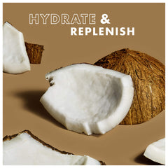 Coconut water detail emphasizes refreshing hydration and skin nourishment.