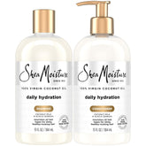Sheamoisture Daily Hydration shampoo bottle with coconut scent hydrates dry hair