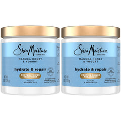 SheaMoisture Hair Mask two-pack jar showcasing Manuka Honey Yogurt formula for deep conditioning