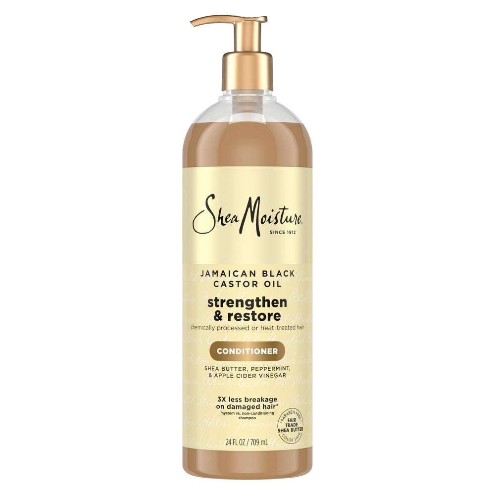 SheaMoisture Jamaican Black Castor Oil Conditioner bottle for detangling and strengthening damaged hair
