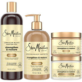 SheaMoisture Jamaican Black Castor Oil Growth Shampoo bottle pour for refreshing scalp cleanse.
