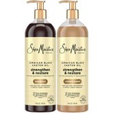 SheaMoisture Jamaican Black Castor Oil Shampoo bottle showing frizz-control hydration