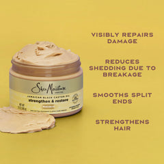 Application of SheaMoisture Jamaican Black Castor Oil Treatment Masque to hair for nourishment.