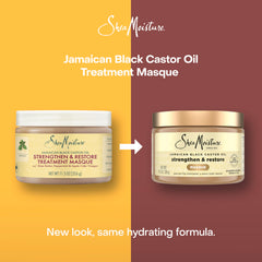 SheaMoisture Jamaican Black Castor Oil Treatment Masque displayed on a shelf.