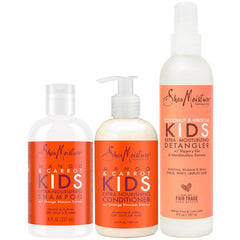 SheaMoisture Kids Mango & Carrot Shampoo bottle delivers gentle cleanse for delicate hair.