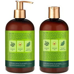 Power Greens shampoo pour releases a rich lather for cleansing dry curls.
