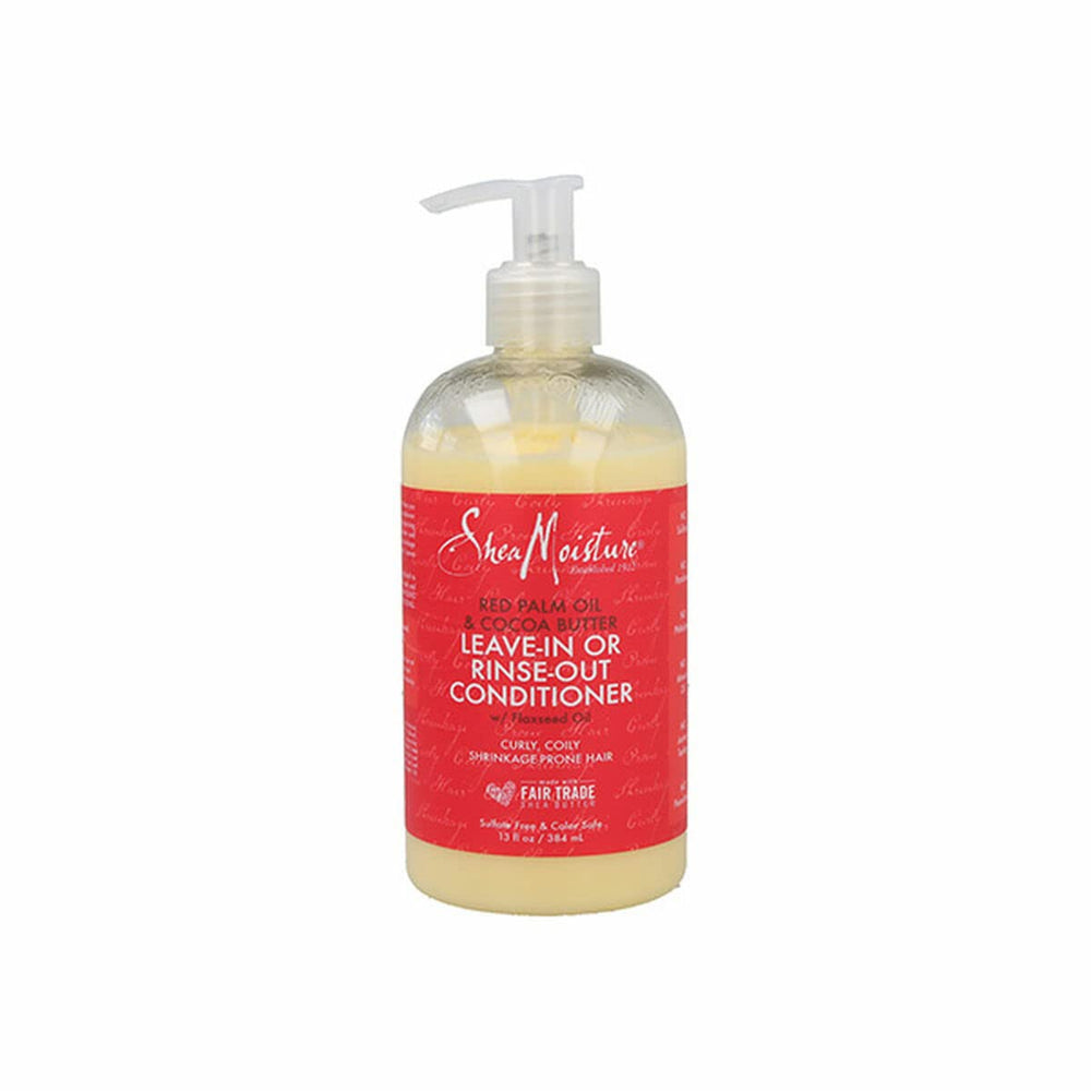 SheaMoisture red palm oil conditioner bottle for soft, manageable curls.