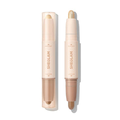 SHEGLAM 2-in-1 Contour Highlight Stick Hazelnut Latte swatch for natural shading