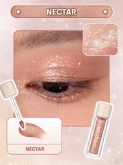 SHEGLAM Airglow Eye Tint Nectar arm swatches show buildable shimmer
