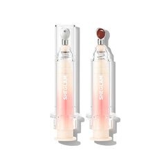 SHEGLAM Booster Shine Lip Gloss Sepia Kiss packaging close-up for sleek, mess-free application