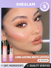 SHEGLAM Dynamatte long-wear swatch highlights up to eight hours of color.