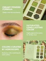SHEGLAM Glitter Metallic Eyeshadow Palette Virtuous Virgo zodiac packaging highlights theme and identity.
