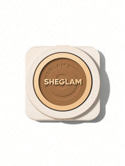 SHEGLAM Skin-Focus powder swatch on porcelain skin showing full coverage and matte finish