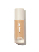 SHEGLAM Skinfinite bottle closeup shows dewy, hydrating nude foundation finish.