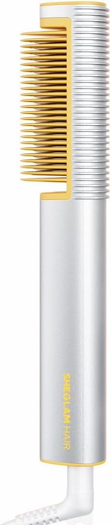SHEGLAM Straightener Brush front view with 24K gold heating for smooth results.