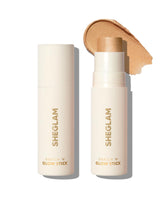 Sheglam Cream Highlighter Stick Tea Cake swatch shows soft luminous glow.