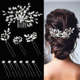 SHEHARUHI bridal hair pins crystal silver sparkle for wedding day elegance.