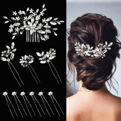 SHEHARUHI bridal hair pins crystal silver sparkle for wedding day elegance.