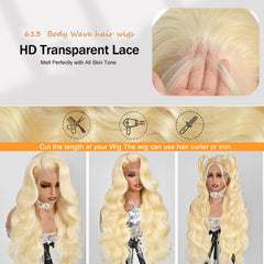 ShengCai 613 lace-front wig bleached knot pre-plucked close-up natural hairline.