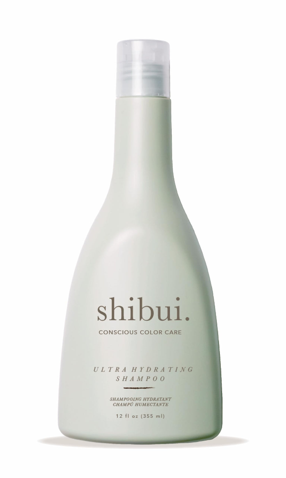 SHIBUI Ultra Hydrating Shampoo bottle side view demonstrates moisture-rich cleansing