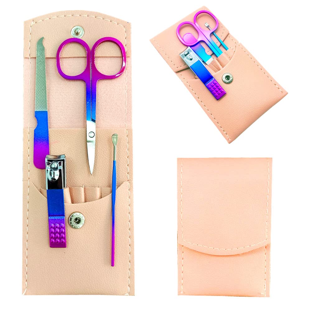SHICEN manicure set in pink leather case, portable travel companion.