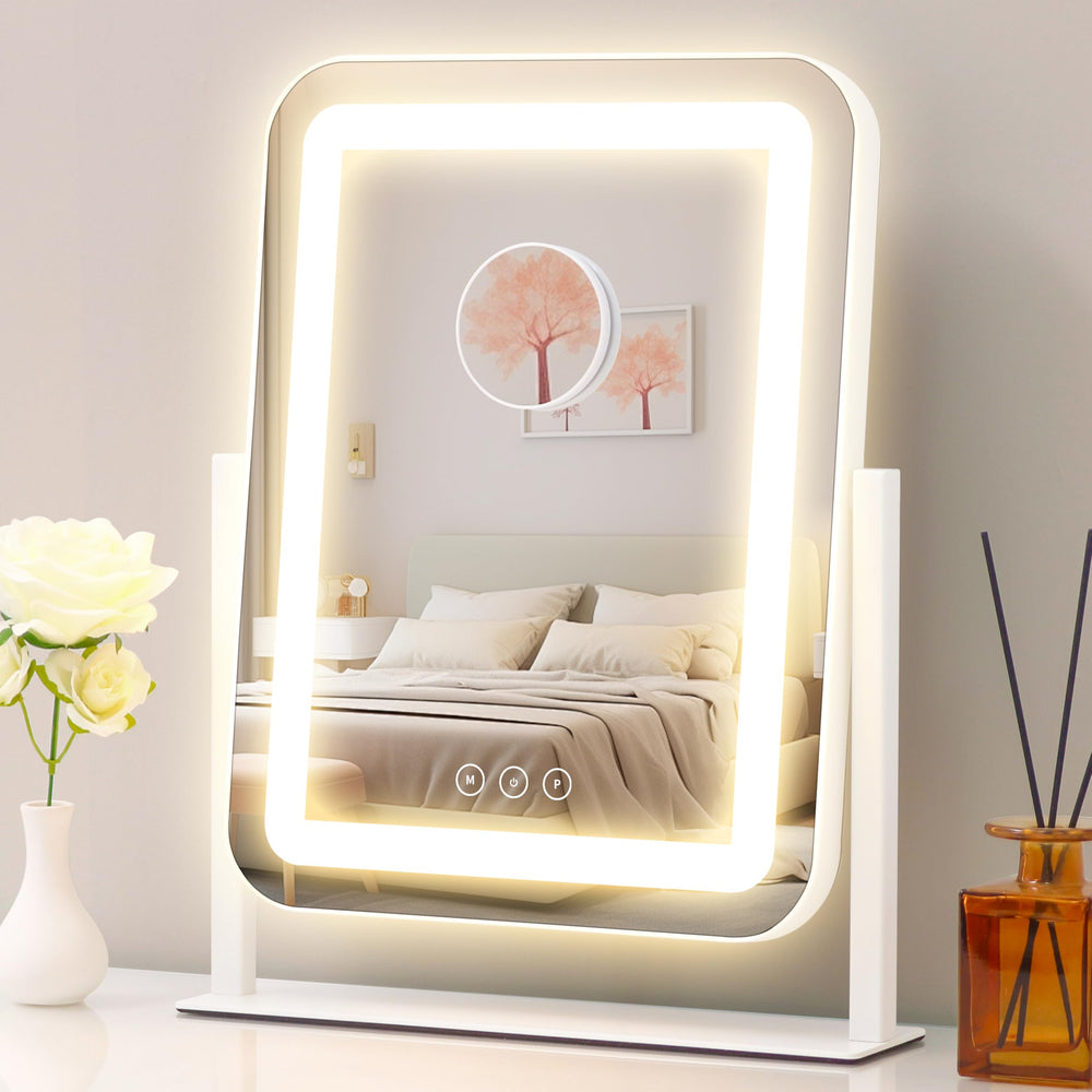 Shinerva vanity mirror with lights front view for even, precise makeup