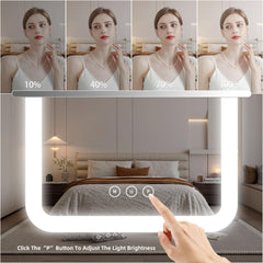 Shinerva vanity mirror with lights three color modes demonstrate warm, neutral, and cool options