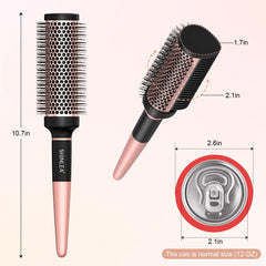 SHINLEA round brush shows 3D detangling teeth smoothing knots during blow-dry