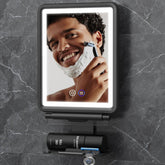 Shinowa heated fogless shower mirror front view for precise shaving in tight spaces