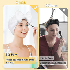 Shintop headband with wide elastic band ready to hold back hair during skincare