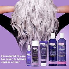 Shiny Silver Shampoo purple-toning lather neutralizes brassiness on blonde hair