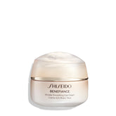 Shiseido Benefiance eye cream tube close-up showing creamy texture for lasting hydration.