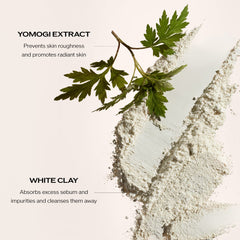 Shiseido Clarifying Cleansing Foam white clay highlights oil absorption for a refreshed complexion.